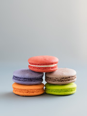 colorful macaroons isolated on gray background. colorful macaroons on gray background	