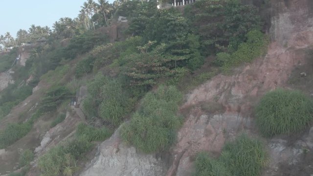 Varkala beach in Kerala, India, 4k aerial ungraded/flat