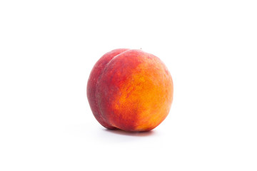 Ripe peach fruit isolated on white background