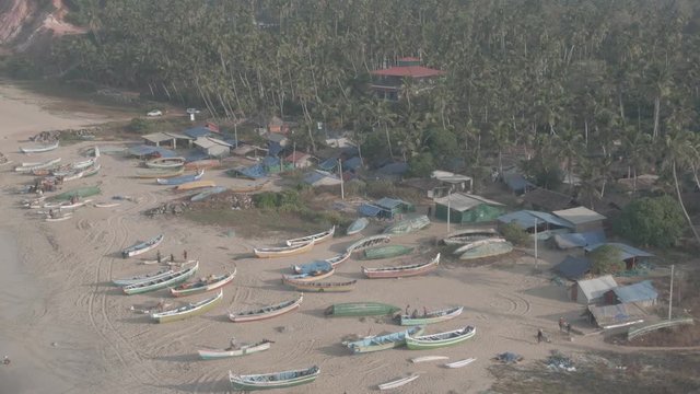 Varkala beach in Kerala, India, 4k aerial ungraded/flat