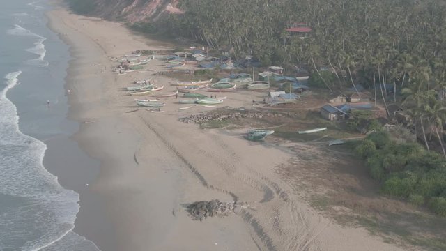 Varkala beach in Kerala, India, 4k aerial ungraded/flat