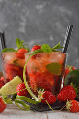 Strawberry mojito cocktail