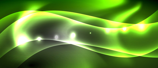 Glossy glowing neon light wave background