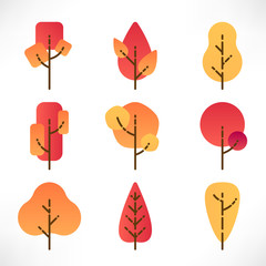 Autumn trees set