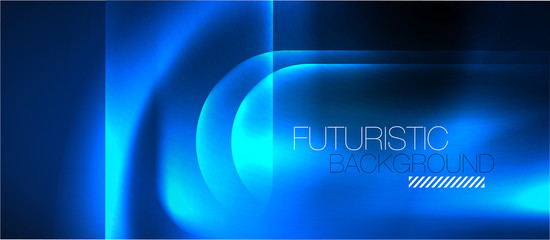 Blue neon round shapes techno background