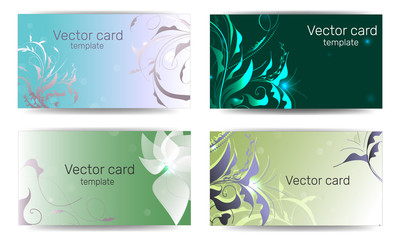 Template of business cards in green color with a design element. Text frame. Web design elements.