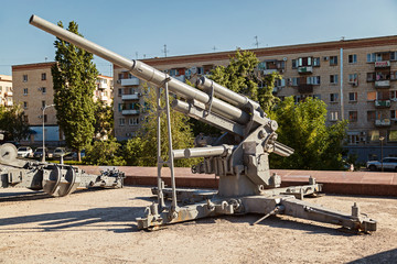 The German antiaircraft gun in the museum panorama "The battle of Stalingrad, Volgograd