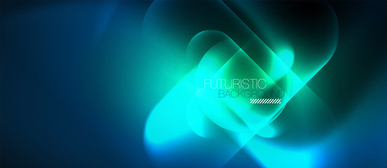 Blue neon round shapes techno background