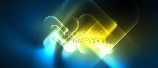 Blue neon round shapes techno background