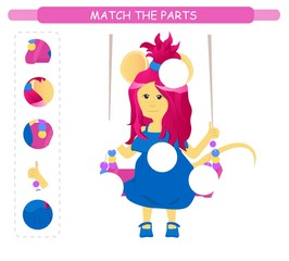 Matching children educational game. Match parts of cartoon mouse. Activity for kids and toddlers.	