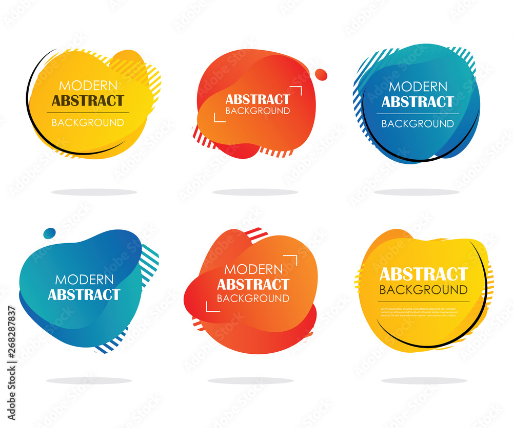 Aufkleber abstract modern liquid shape multicolor banner set. vector geometric template background for text.