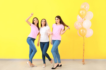 Naklejka premium Beautiful young women at hen party