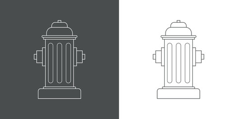 Icono plano lineal toma de agua bomberos en gris y blanco © teracreonte