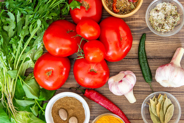 Fresh vegetables on a wooden background. Healthy eating.