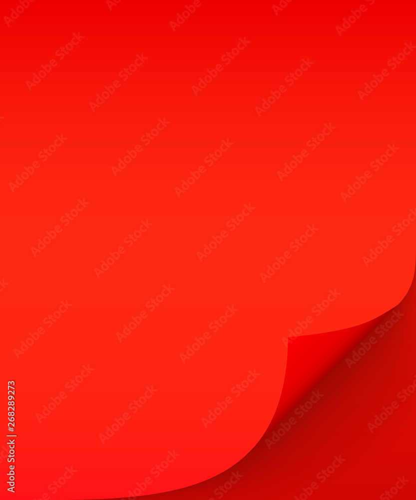 Aufkleber red sheet of paper with curled corner and soft shadow, template for your design. set. vector illustr