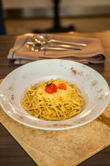 Pasta with meat,mince,cheese, tomato sauce and vegetables