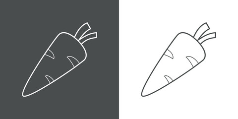 Icono plano lineal zanahoria en gris y blanco