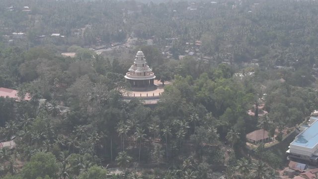 Sivagiri Mutt temple, Varkala, India, 4k aerial ungraded/flat