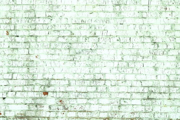 old shabby wall of green brick color as  abstract background in loft style