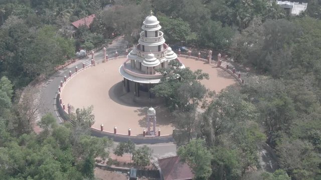 Sivagiri Mutt temple, Varkala, India, 4k aerial ungraded/flat