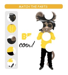 Matching children educational game. Match parts of cartoon mouse. Activity for kids and toddlers.	