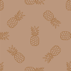 Fruits seamless pattern with colored icons. Style Outline. Vector background.