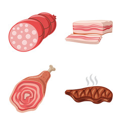Vector illustration of meat and ham symbol. Collection of meat and cooking stock symbol for web.