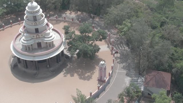 Sivagiri Mutt temple, Varkala, India, 4k aerial ungraded/flat