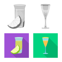Vector illustration of drink and bar logo. Collection of drink and party stock symbol for web.