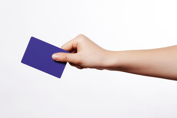 Business image using hand and card.