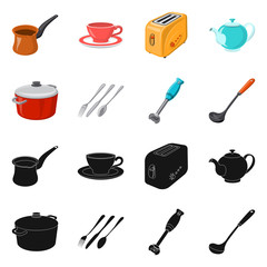 Vector illustration of kitchen and cook logo. Collection of kitchen and appliance stock symbol for web.