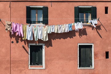 laundry on facade in Venice