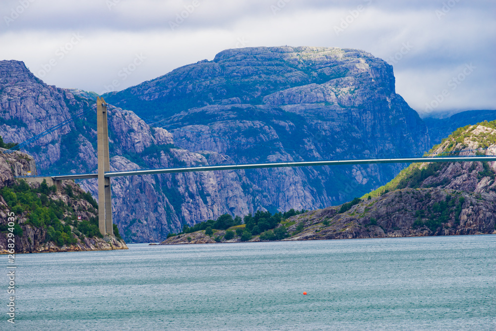 Wall mural bridge over fjord in norway