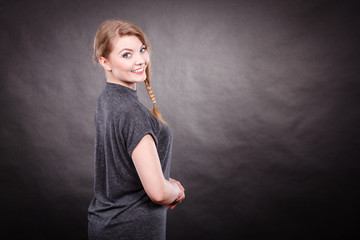 Fototapeta premium Happy joyful woman portrait.