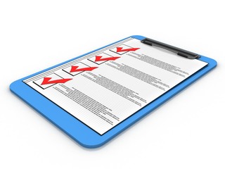 3d rendering Clipboard with checklist
