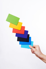 Business image using hand and card.