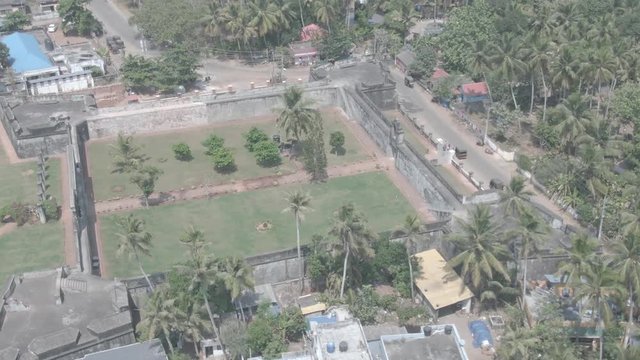 Varkala fort, India, aerial 4k drone footage ungraded/flat