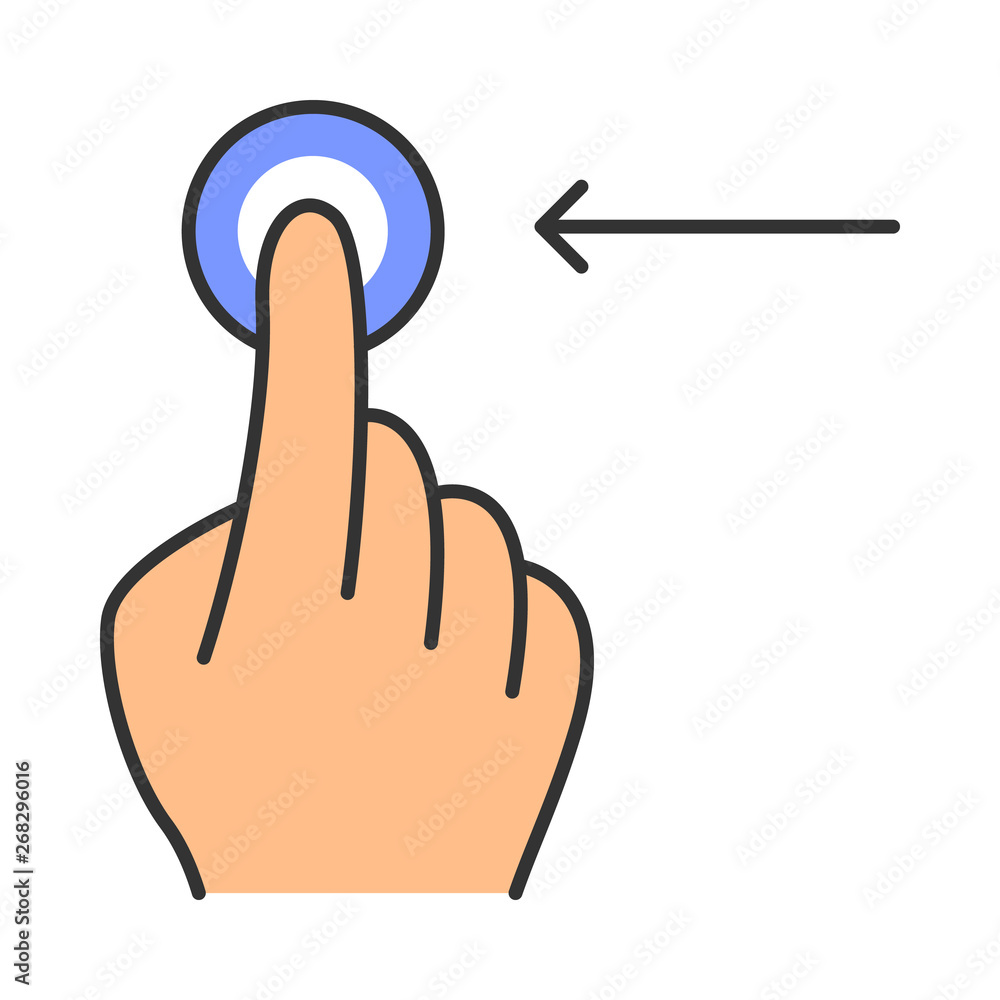 Poster horizontal scroll left gesturing color icon
