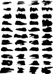 Vector collection of artistic grungy black paint brush stroke set isolated on white background. 