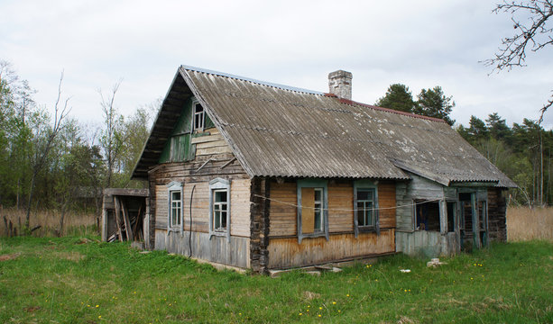 Rustic abandoned old wooden house.