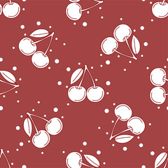 Fruits seamless pattern with colored icons. Style Outline. Vector background.