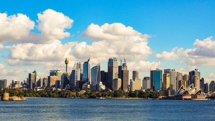 Naklejka premium Sydney City and Harbour Wide angle Sunset