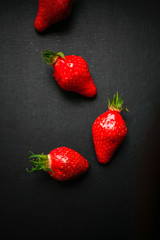 Delicious strawberrys on black background