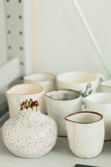 Ceramic mug made on a Potter's wheel in the workshop