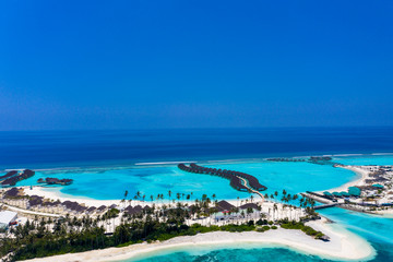 Fototapeta na wymiar New construction of a luxury resort in the Maldives, South Male Atoll