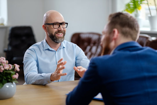 Middle-aged man attending job interview