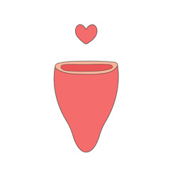 Menstrual cup heart drop. Doodle design of feminine hygiene product