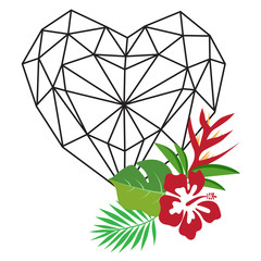 Fototapeta na wymiar Abstract heart with extotic flowers art vector illustration