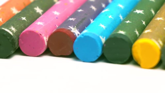 Colorful Wax Crayons Rotating