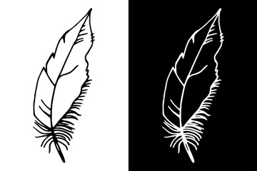 feather black and white, tattoo, engraving, hand drawn sketch